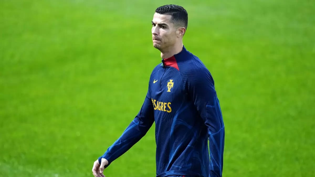 Cristiano Ronaldo pictured during a Portugal team training session.