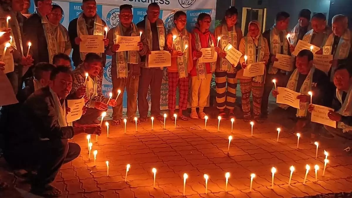 Candle vigil in Meghalaya following the Assam-Meghalaya border firing incident