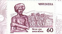 Hero and  Legend: A Birsa Munda stamp issued in 1988, his birth centenary