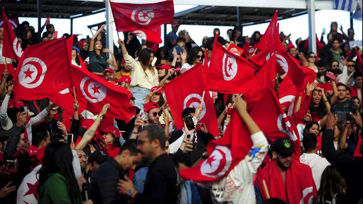 Tunisian fans came out in large numbers in their team's opening match against Denmark.