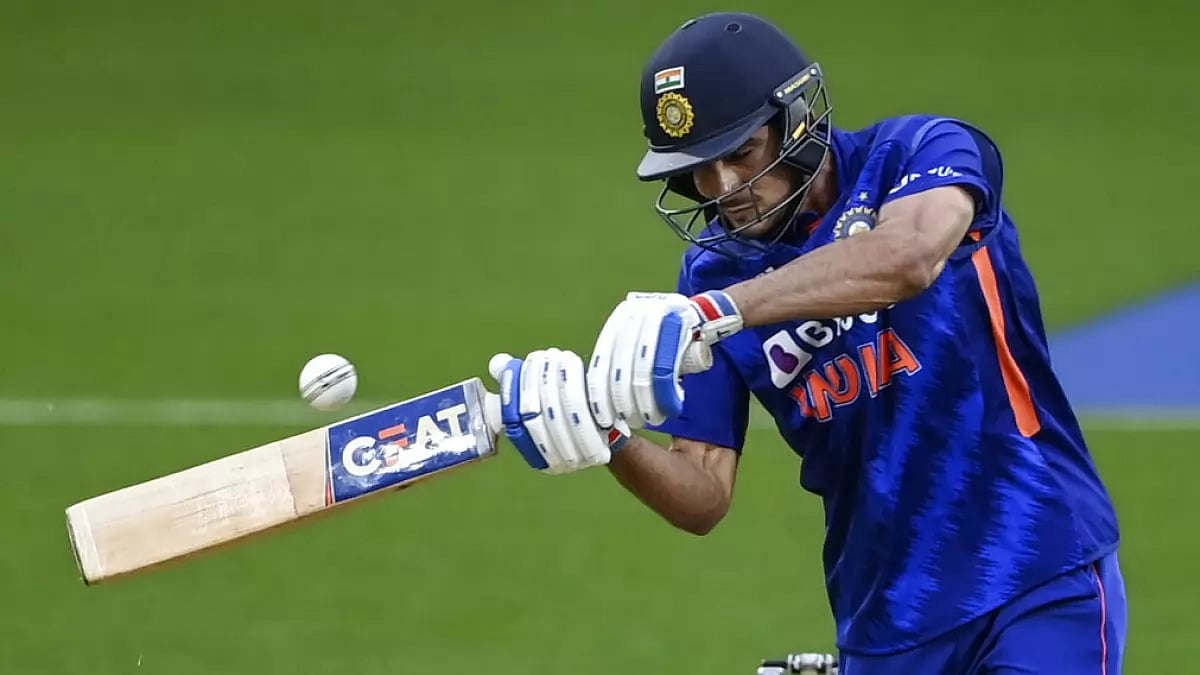 Shubman Gill in action against New Zealand in Hamilton on Sunday.