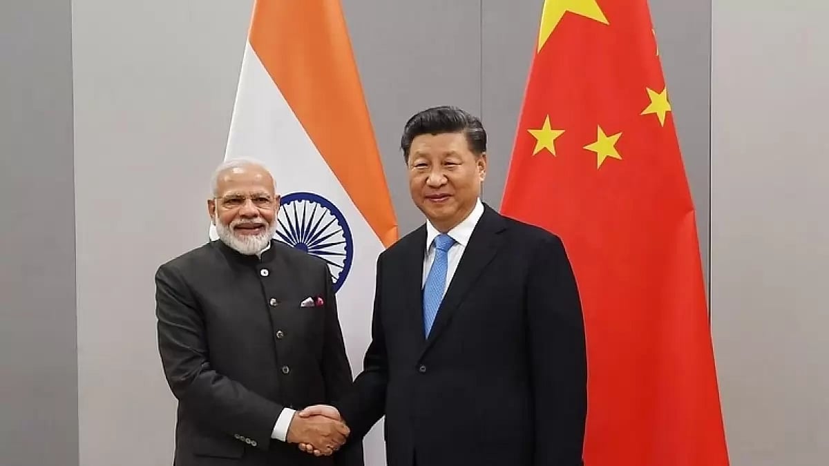 Narendra Modi meeting Chinese President Xi Jinping during the 11th BRICS Summit
