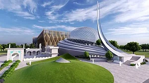 Blueprint of the Ahmadullah Shah mosque complex by architect SM Akhtar