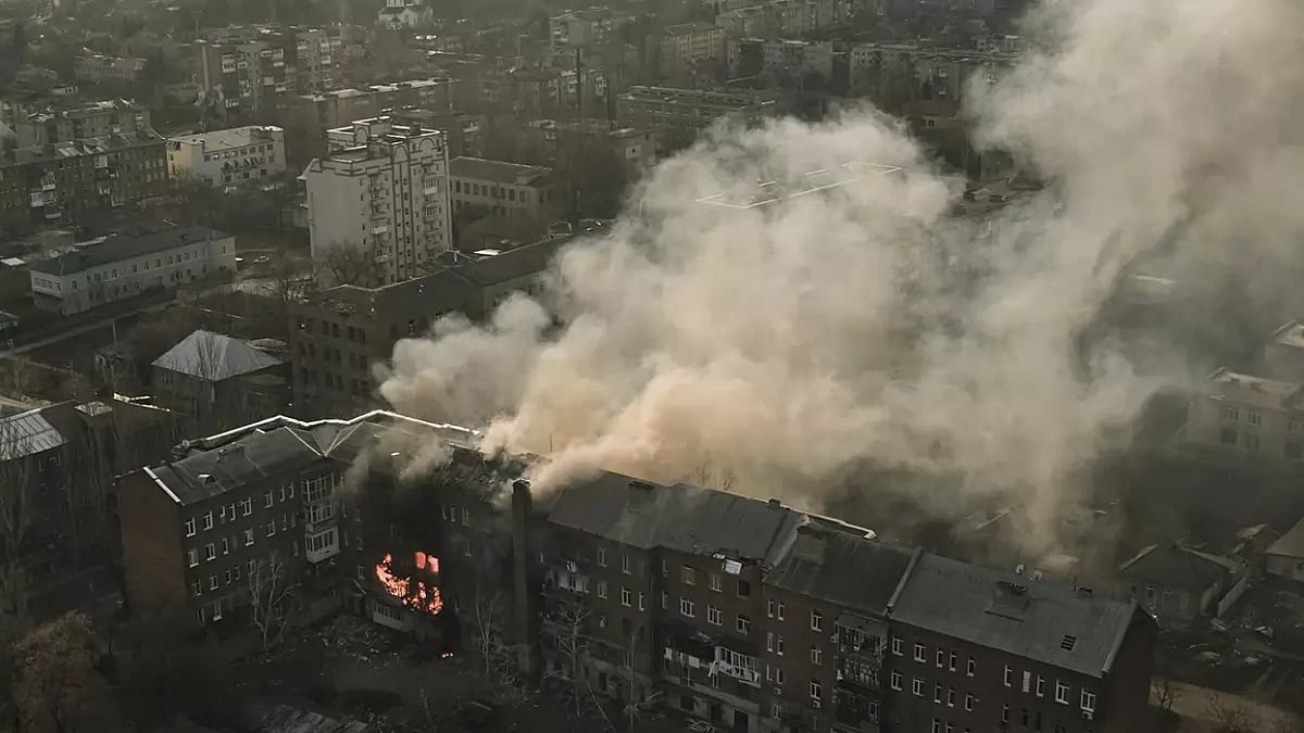 Russian shelling in Bakhmut