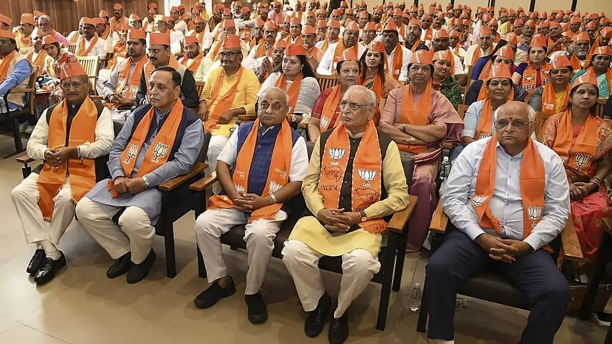 Newly-elected BJP MLAs meeting in Gandhinagar