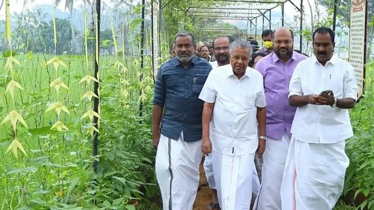 Kerala Chief Minister Pinarayi Vijayan at the seed farm in Aluva, Kerala