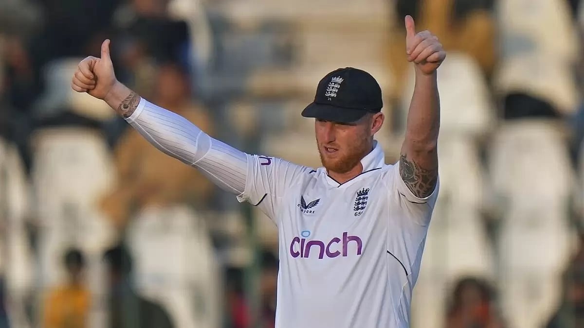 England captain Ben Stokes gestures during Day 3 of the 2nd Test against Pakistan.