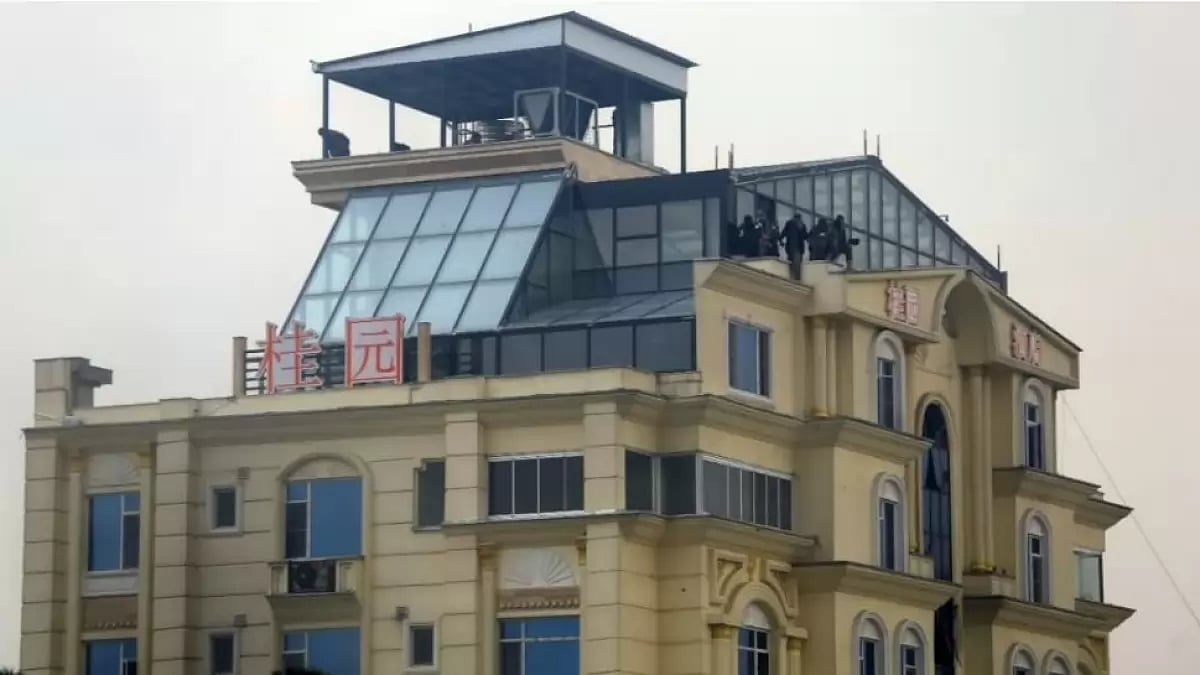 Taliban personnel in a hotel in Afghanistans Kabul, responding to an attack.