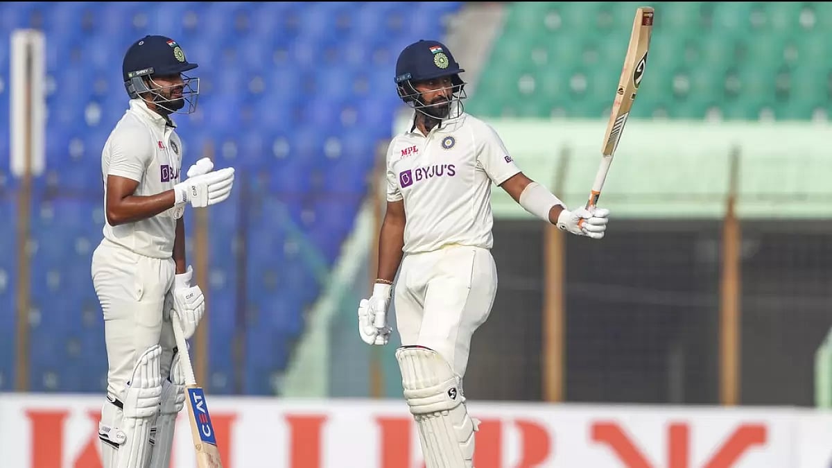 A solid century stand between Pujara and Iyer ensured India did not lose ground.