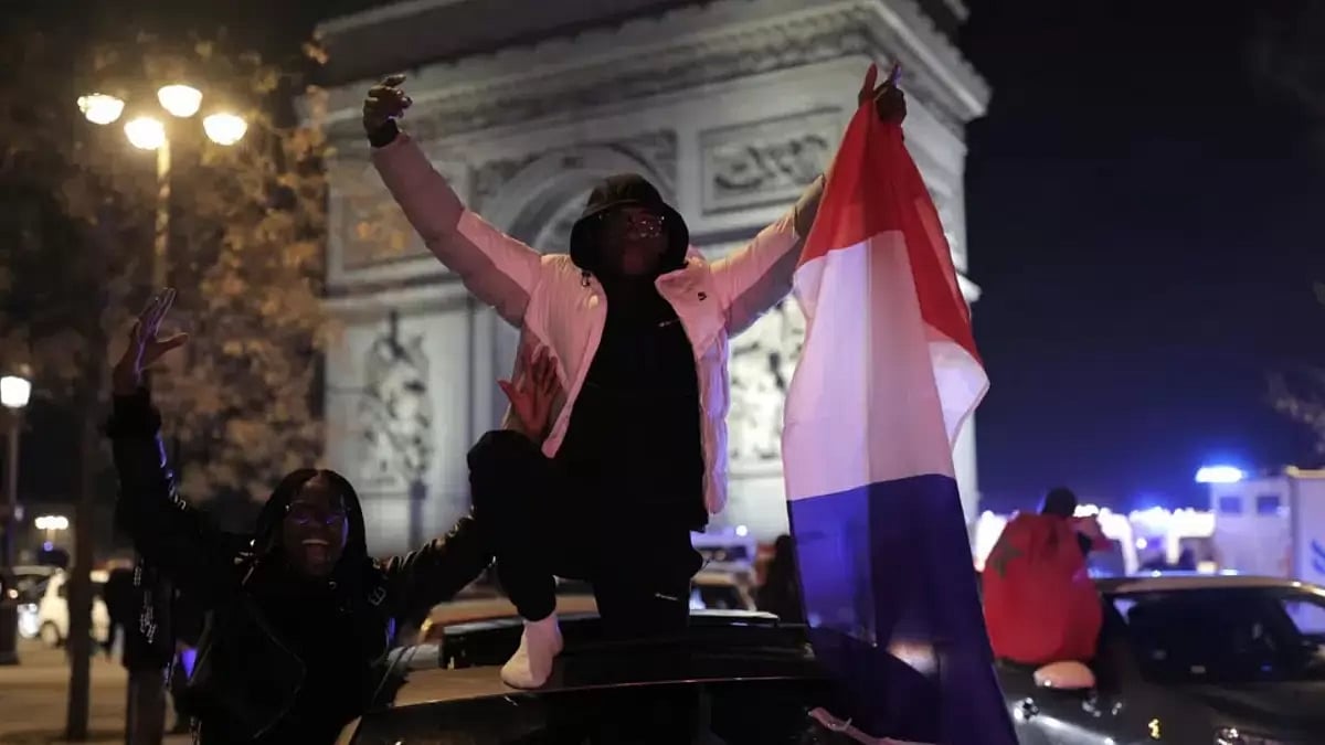 France supporters celebrated their team's victory on the streets.