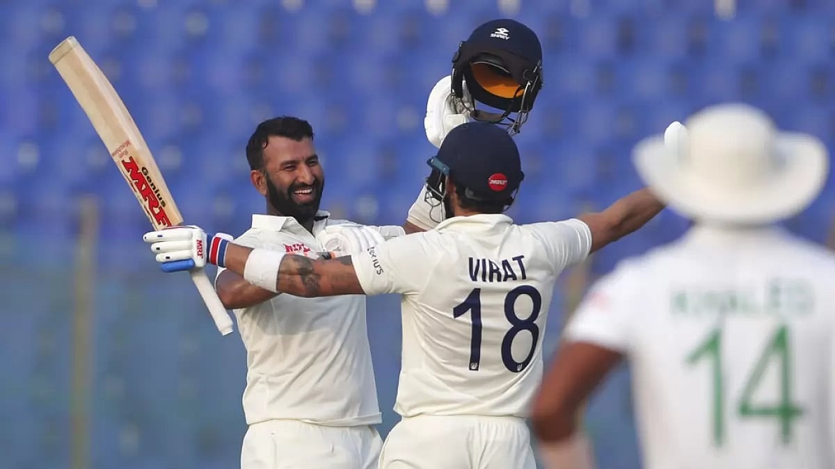 Pujara scored his fastest century in Tests off 130 balls.