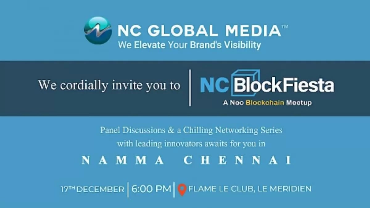 NC BlockFiesta: First-Edition of Blockchain Meetup forthcoming in Namma Chennai