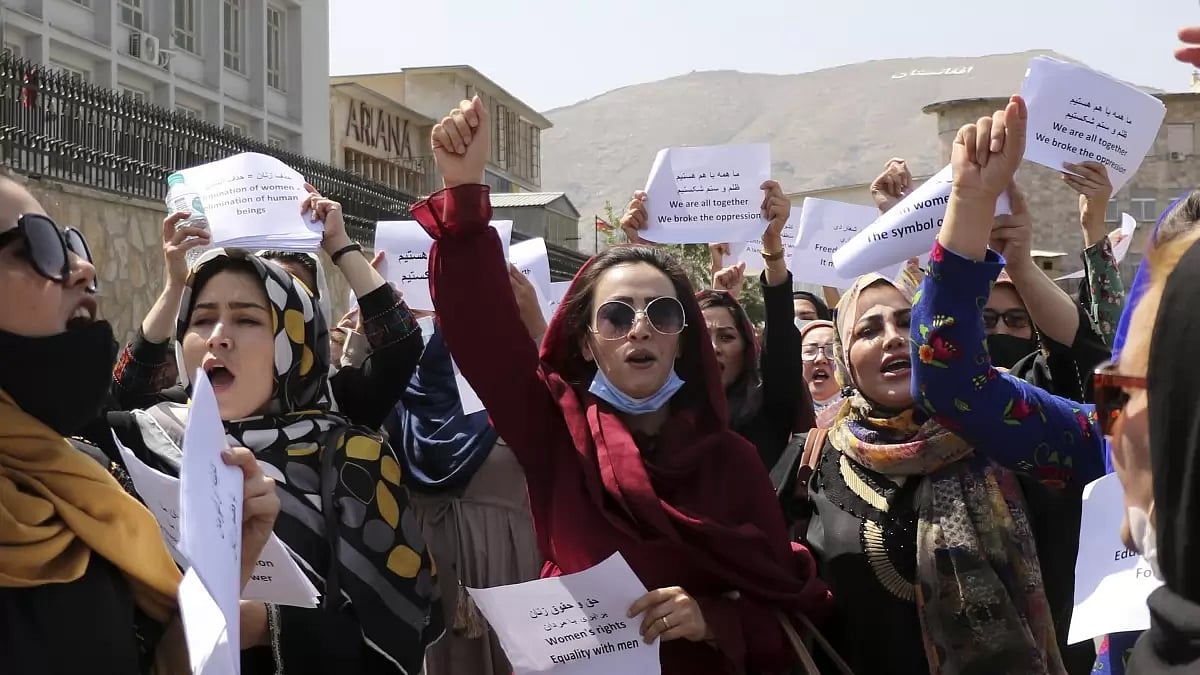 Women protesting against Talibans regressive orders in Afghanistan