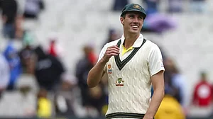 Cummins reacts after winning the 2nd Test against South Africa on Thursday.