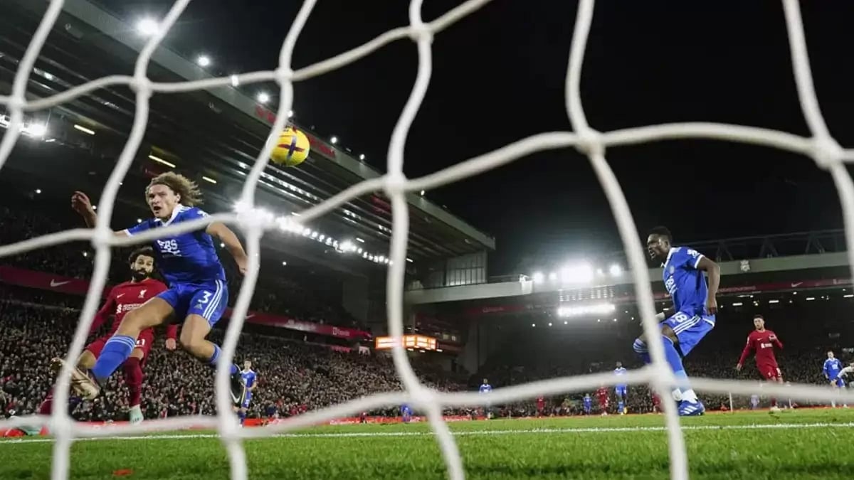 Faes (L) became just the fourth player to score two own goals in the same game in the Premier League