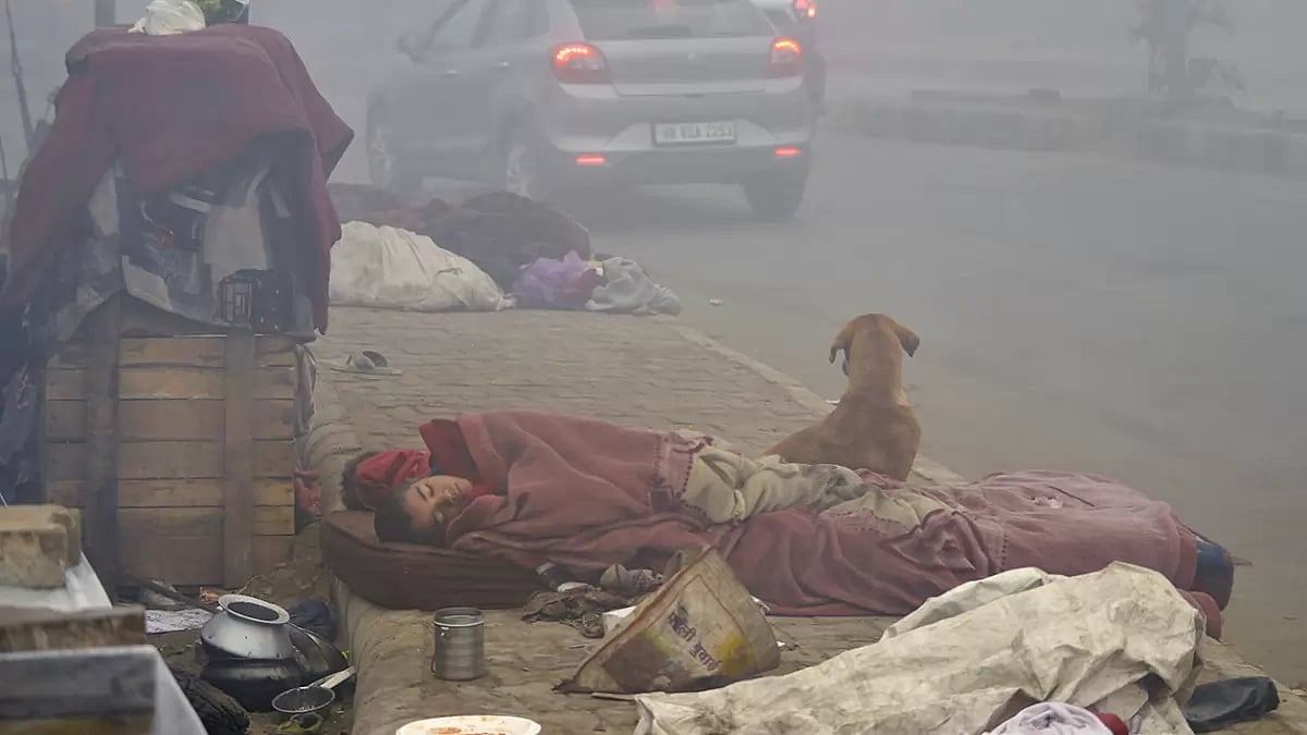 Foggy and cold winter day