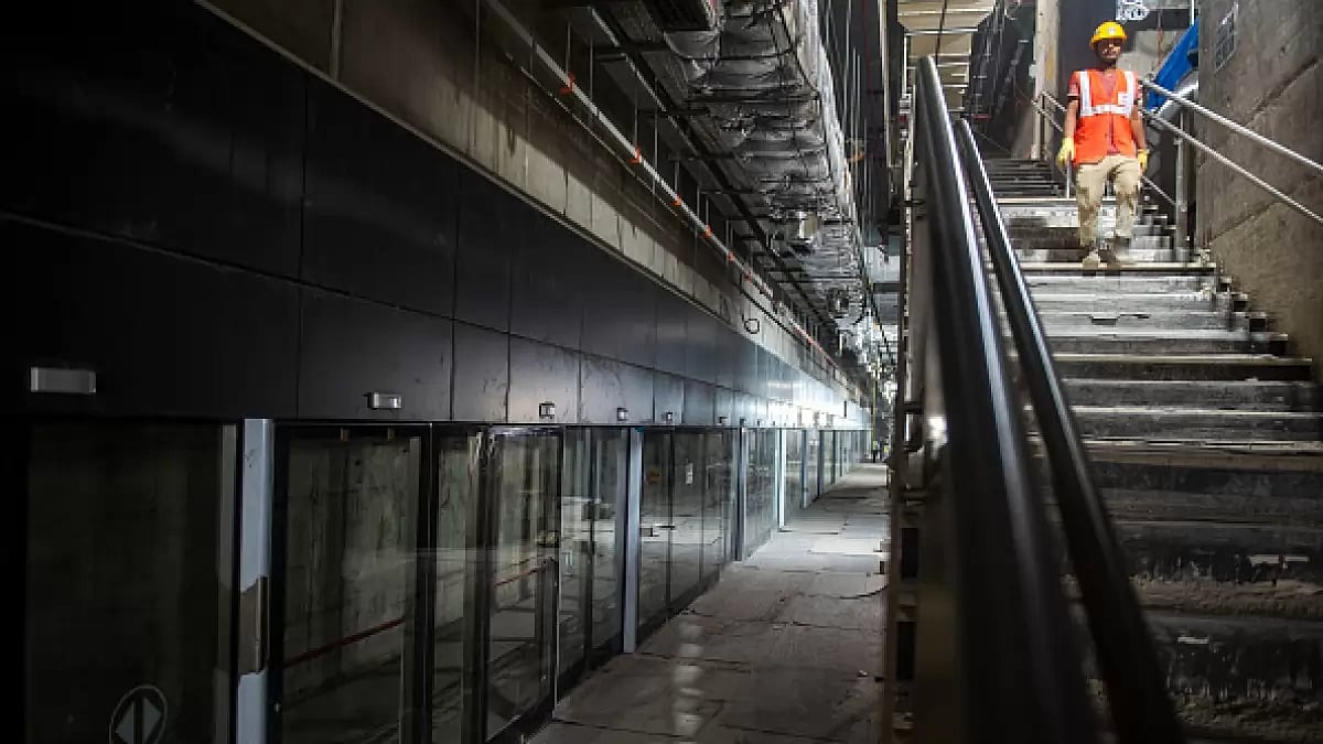 Underground construction of MIDC metro station of Aqua Line-3 of Mumbai Metro, also known as Colaba-Bandra-Seepz Line