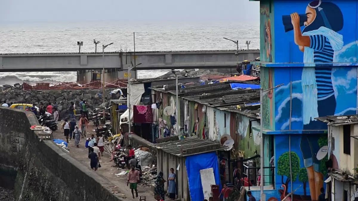 A wall painting seen on walls of public toilet at Worli. 