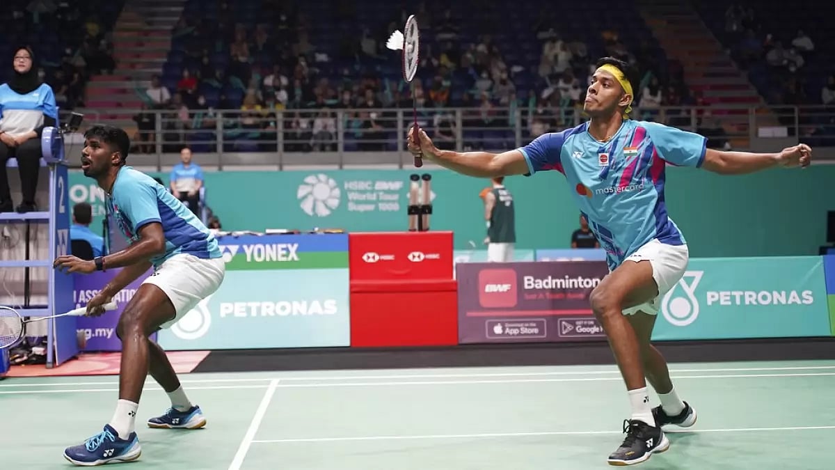 File photo of the Indian men's doubles badminton pairing of Chirag Shetty and Satwiksairaj Rankireddy in action.