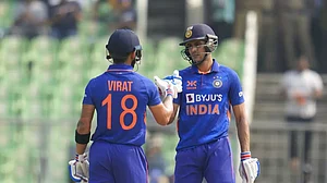 Shubman Gill, right, and Virat Kohli scored centuries in Thiruvananthapuram on Sunday.