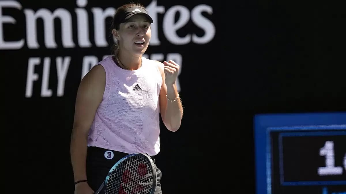 Jessica Pegula celebrates a win. 