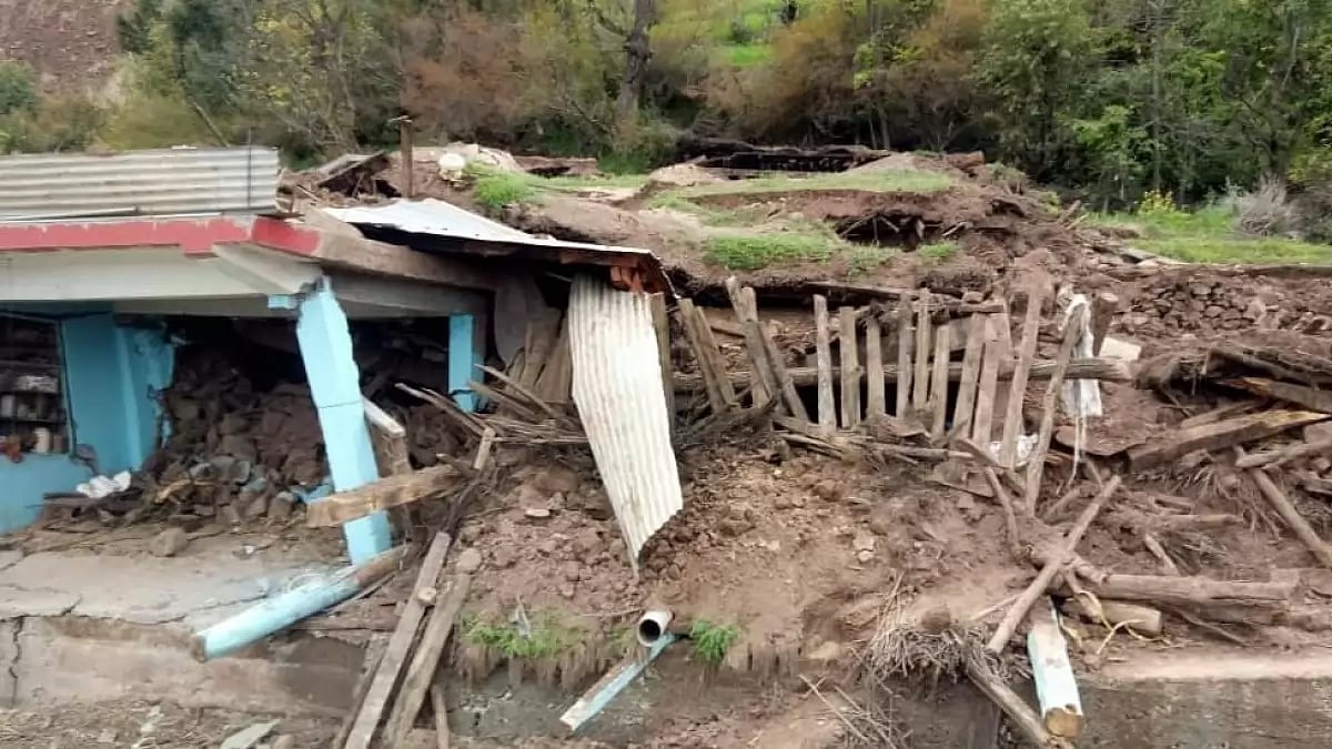 Damage from the landslide in Dalwas village in Jammu and Kashmir's Ramban 
