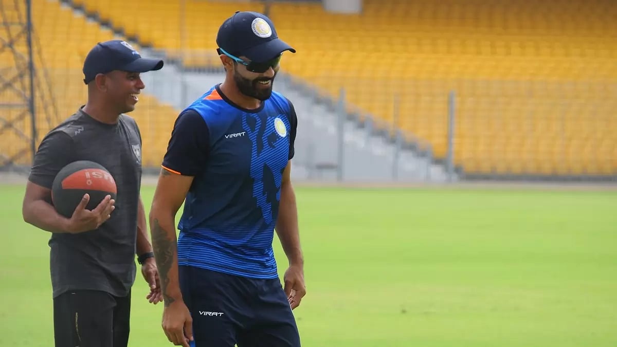 Ravindra Jadeja practices with Saurashtra ahead of match against Tamil Nadu.