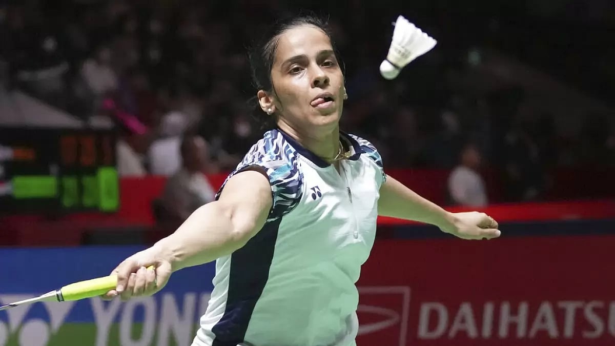 Saina Nehwal returns a shot in her match against Pay Yu Po on Wednesday.