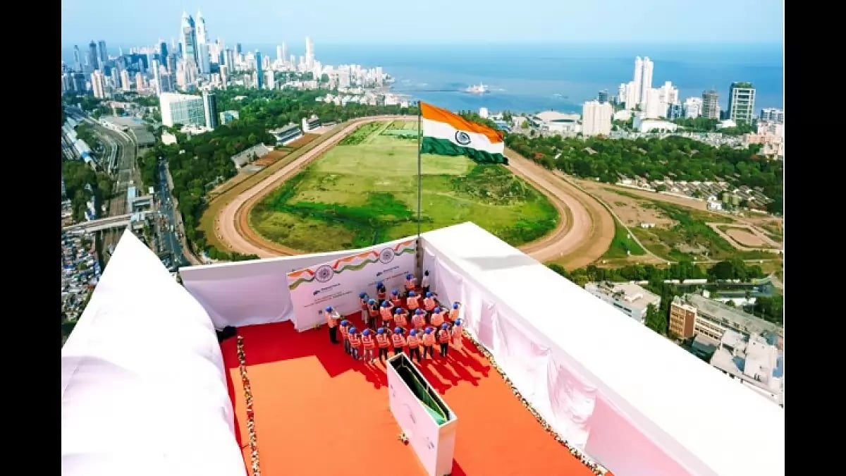 TriColour Hoisted On Minerva, India’s Tallest Tower On Republic Day Construction Workers Hoist
