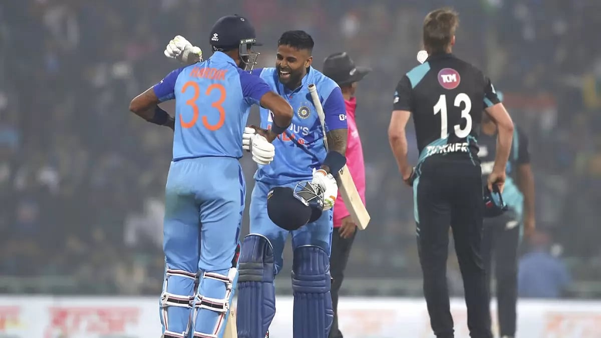 Suryakumar and Hardik react after beating NZ in the 2nd T20I on Sunday.