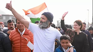 Congress leader Rahul Gandhi marching as part of the Bharat Jodo Yatra