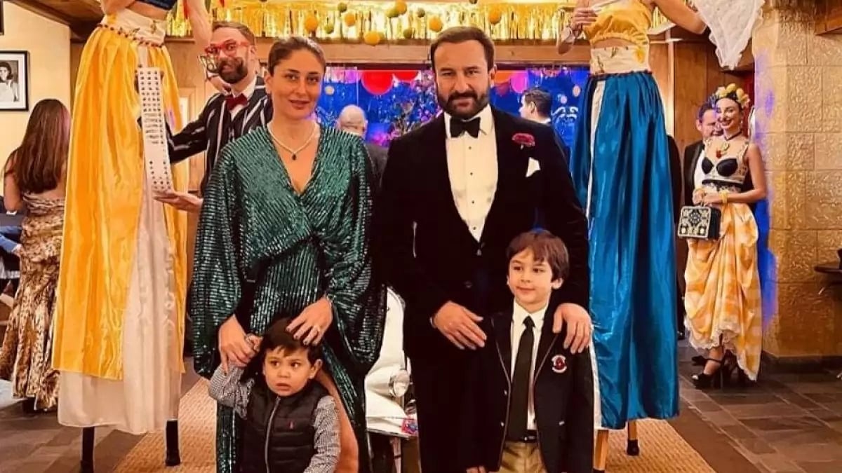 Kareena and Saif with sons Taimur and Jeh