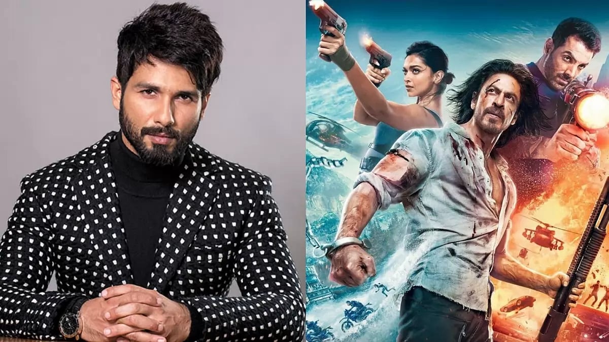 Shahid Kapoor; poster of 'Pathaan'