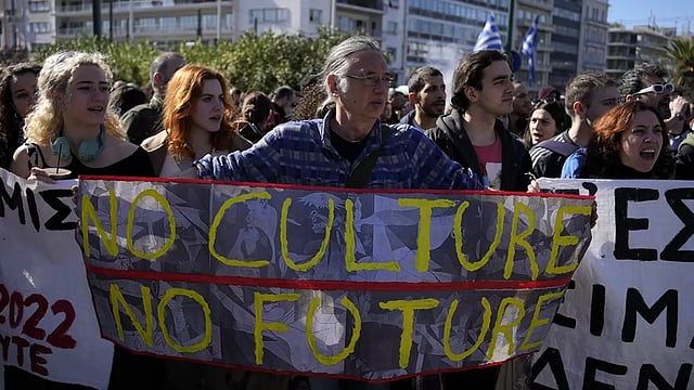 Greece Strike: Artists, Students Stage Protest Against Changes In Qualification System Of Civil Service Jobs