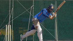 Jadeja bats during national team's net session on Friday.