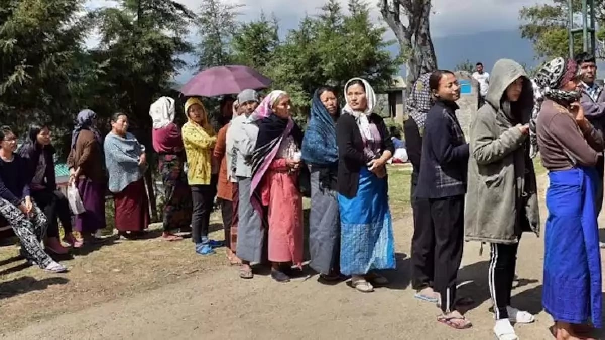 Naga people at a polling booth