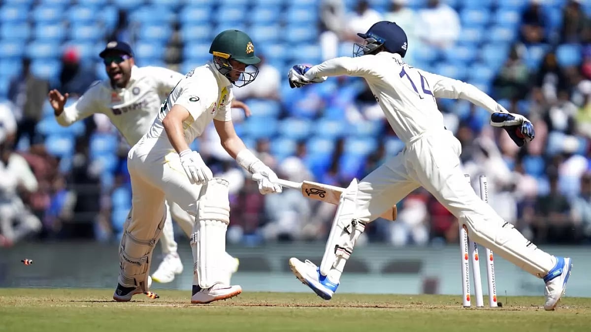 Marnus Labuschagne is stumped by Srikar Bharat on Day 1 of the 1st IND vs AUS Test on Thursday.