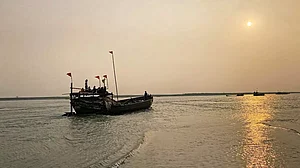 Thus Flows the Eternal River: A ‘sand’ ship on the Ganga at Chhapra, Bihar