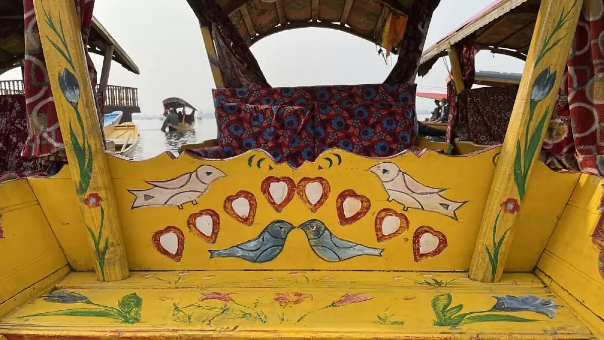 A yellow sikhara in Kashmir.