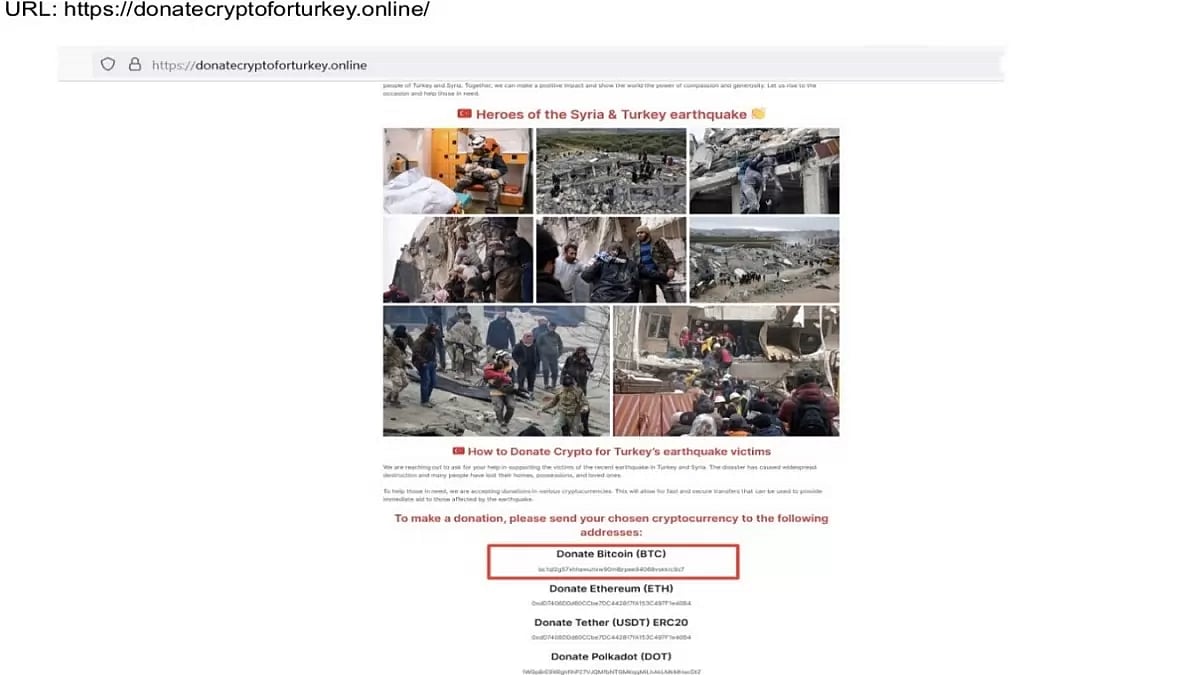 Donation scams through crypto