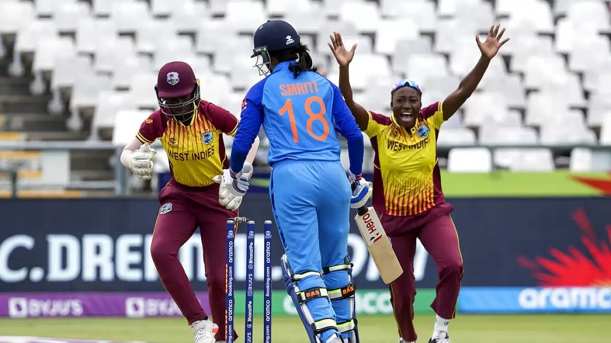 Mandhana walks off after getting stumped by Rashada Williams on Wednesday.