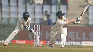 Steve Smith misses a ball resulting in his dismissal to Ashwin on Sunday.