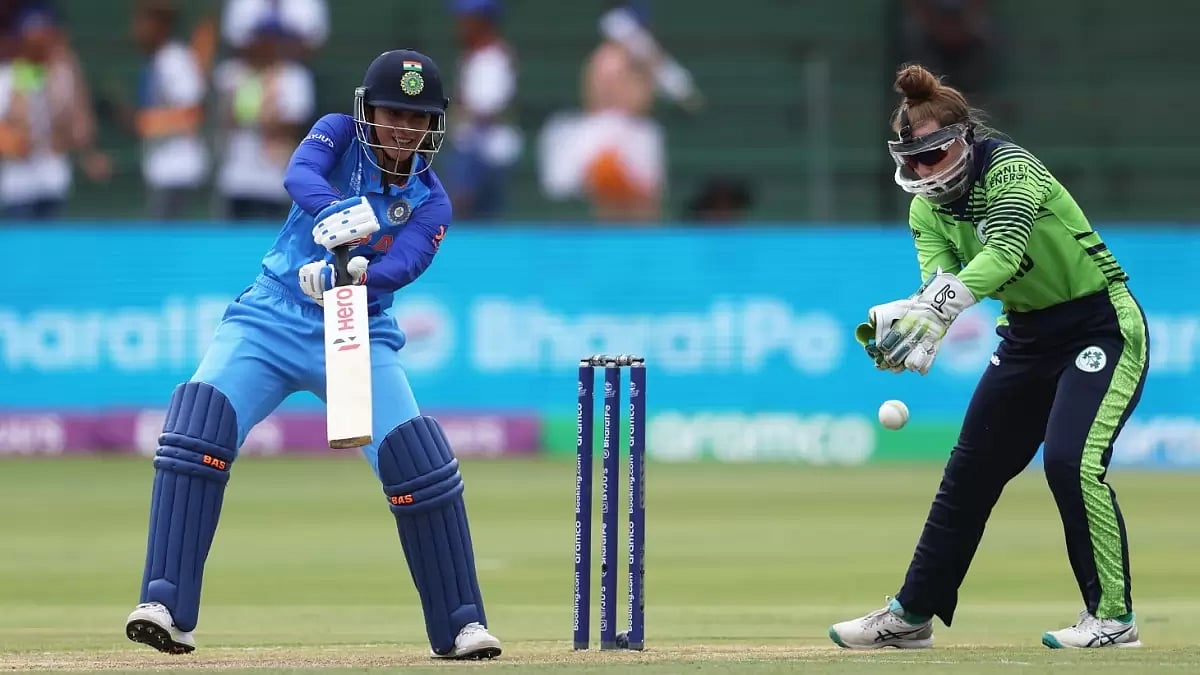 Smriti Mandhana bats en route to her 87 against Ireland on Monday.