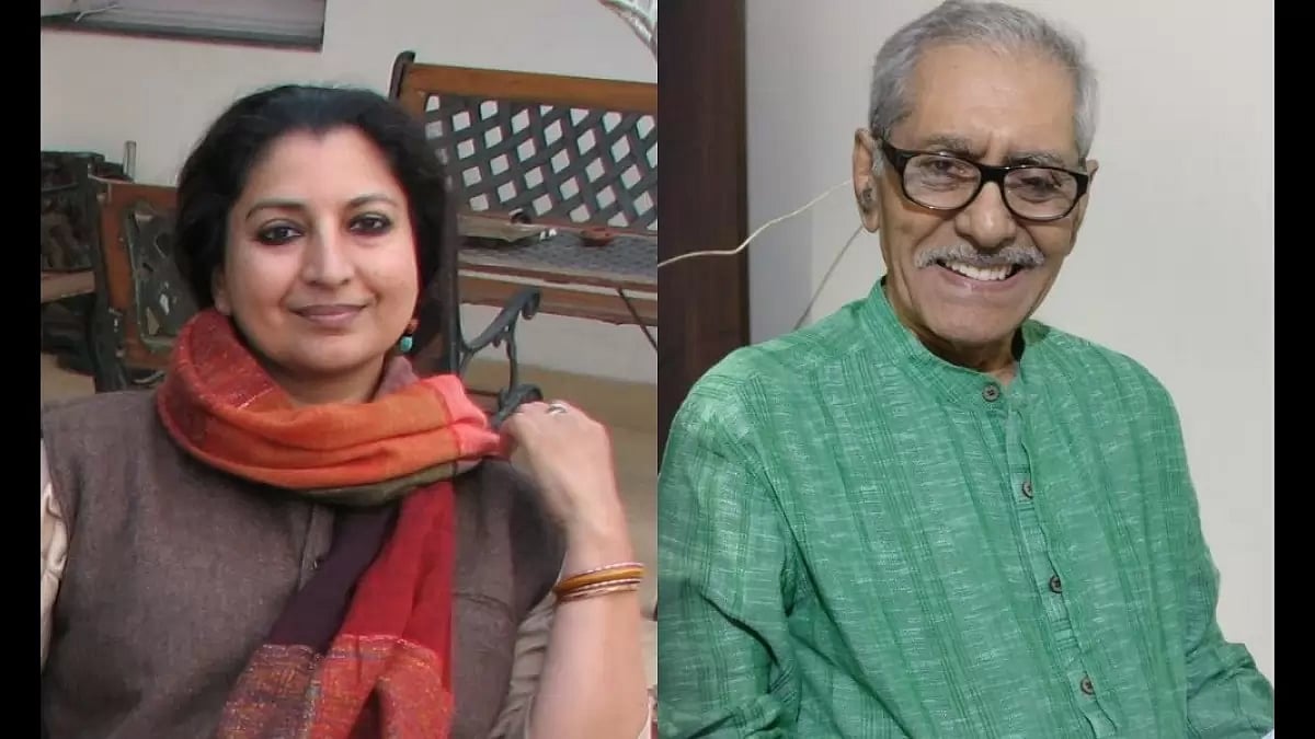 Novelist Geetanjali Shree (left) and Dr Ramesh Prasad Panigrahi (right)