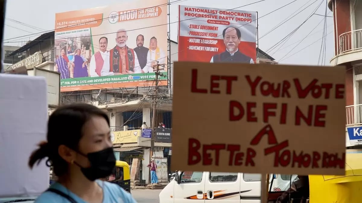 Sudents hold anti-corruption rally in Dimpaur ahead of 14th Legislative Assembly Elections in Nagala