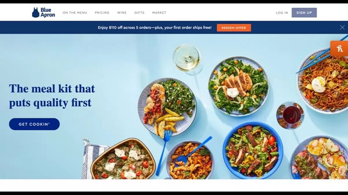 Blue discount apron prices
