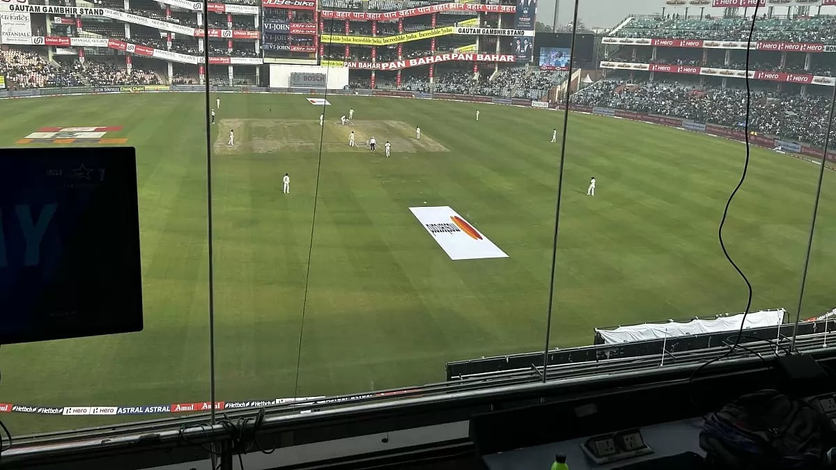Through the looking glass: A view of the Arun Jaitley Stadium, Delhi, during the 2nd IND-AUS Test.