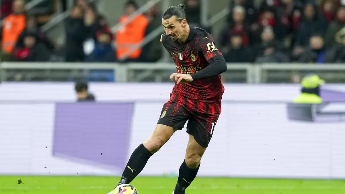 Ibrahimovic in action against Atalanta on Sunday.