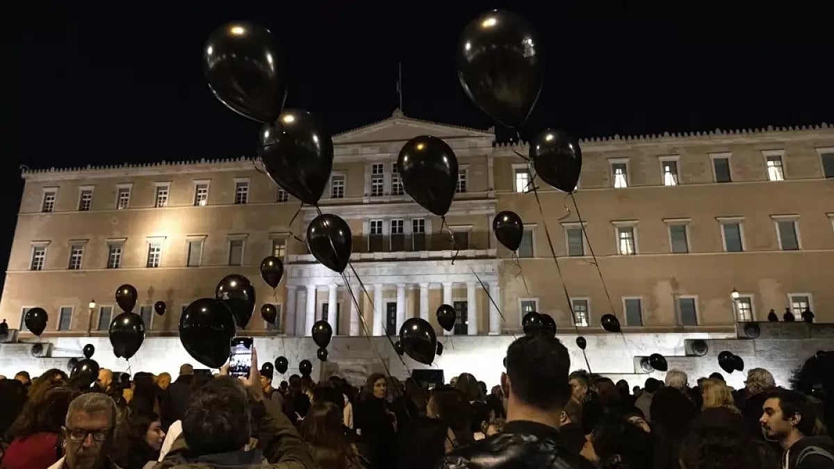 Thousands gathered to protest against deaths in train crash in Athens.
