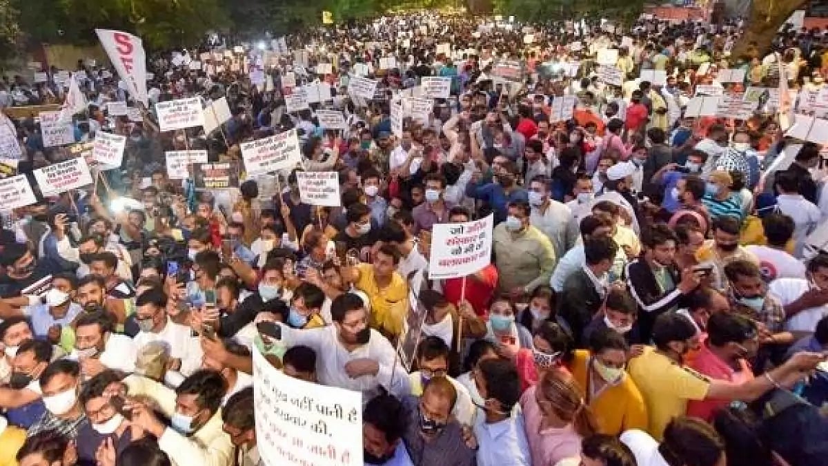 Massive protest erupted in Delhi against the alleged gangrape in Hathras